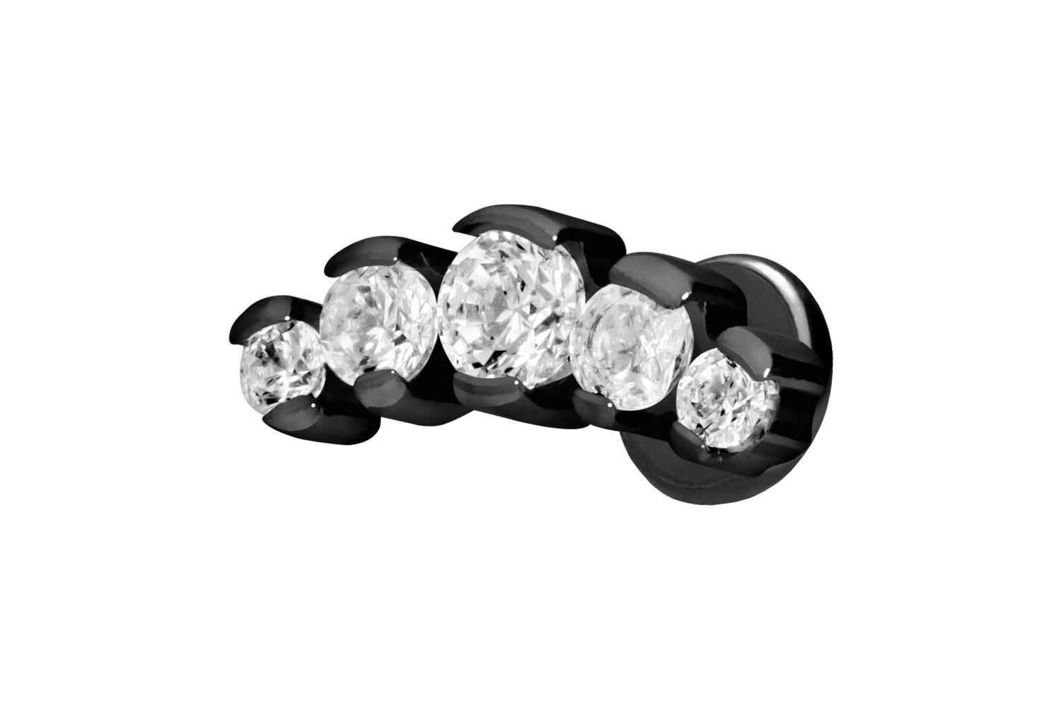 Titan Labret Piercing mit Push Fit 5 EINGEFASSTE KRISTALLE